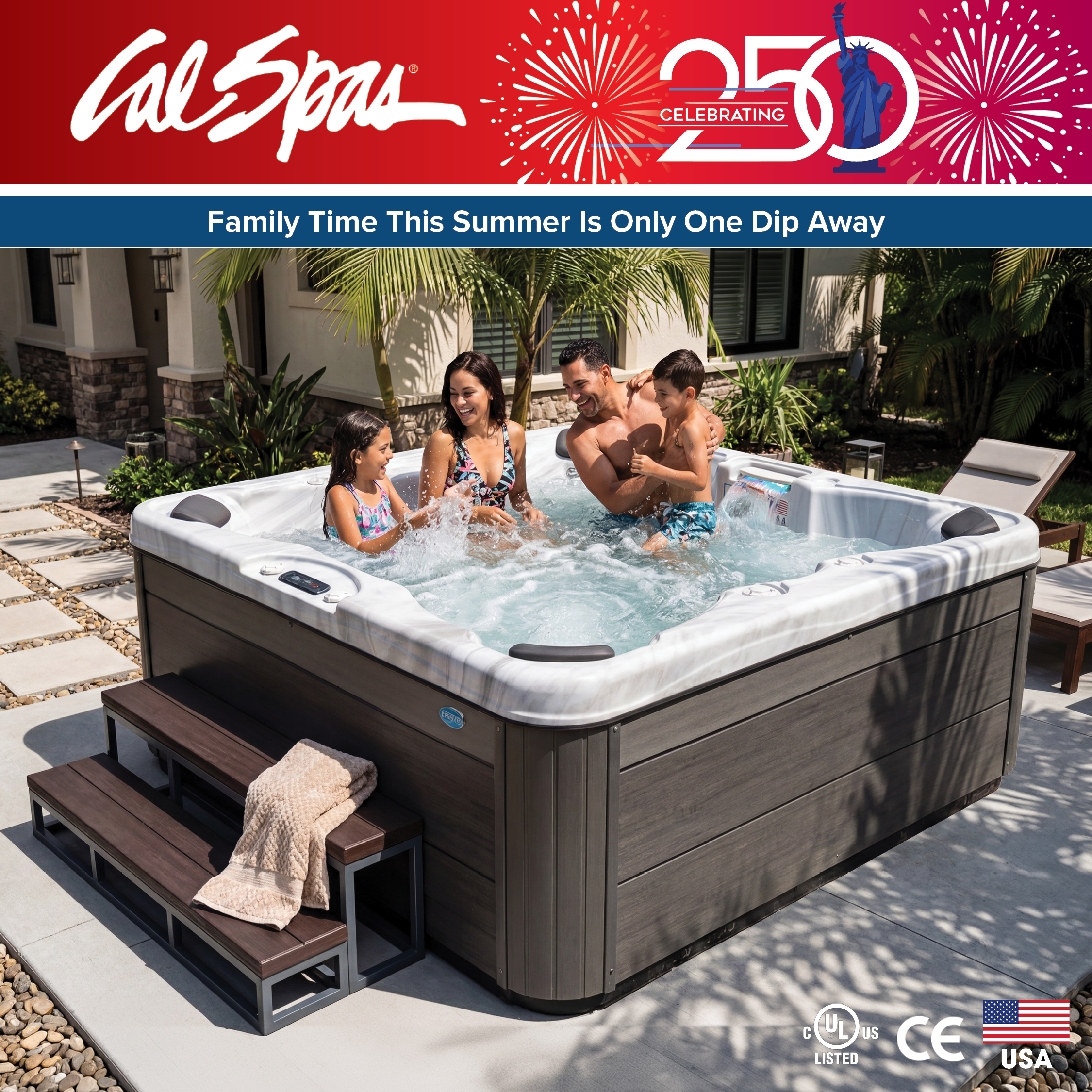 Calspas hot tub being used in a family setting - Glen Burnie